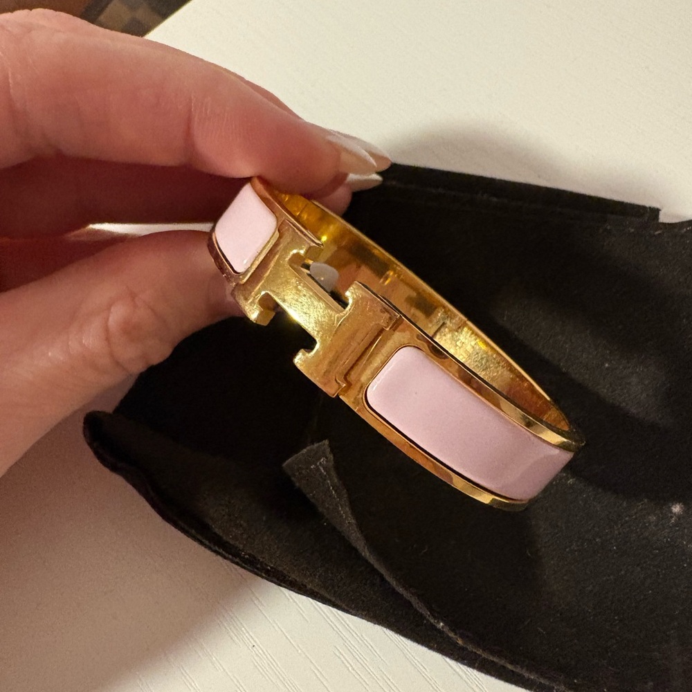 Gold and Pink Enamel Bracelet